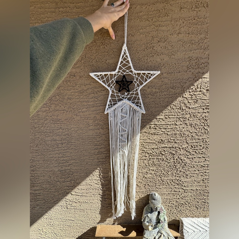 White Star Macrame Wall Hanging